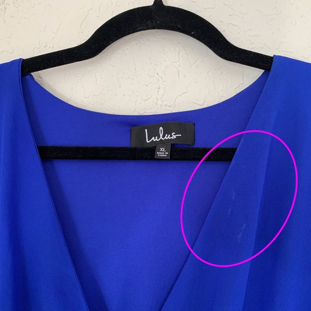 Lulus Maxi Dress XL Royal Blue Long Sleeve Chiffon Formal Wedding Guest Flowy - Picture 5 of 12